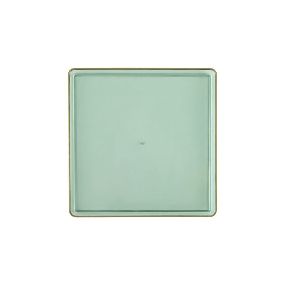 EcoQuality 5" inch Disposable Square Translucent Green Plastic Plates with Gold Rim, China Like Party Plates, Heavy Duty Dessert Plate, Salads, Weddings, Baby Showers, Catering, Non Toxic (10)