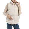 thumbnail image 6 of Antqov Puffer Vest Women, Solid Color Stand Up Collar Botton Vest Jacket with Pockets, Winter Warm Cozy Sleeveless Cropped Coats, 6 of 7