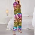 thumbnail image 4 of Kll Glitter Rainbow Print Women'S Long Sleeve Pajamas With Pants Sleepwear Loungewear 2 Set-Medium, 4 of 9