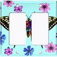 thumbnail image 6 of Metal Light Switch Plate Cover Unique Pink Purple Floral Butterfly Teal BUT005, 6 of 13