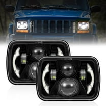 2PCS H6054 5x7 7x6 Led Headlights High Beam/Low beam with H4-HB3 Wire Harnesse, Compatible with Jeep Cherokee XJ Wrangler YJ Ford Chevy GMC Toyota Nissan Dodge etc