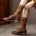 thumbnail image 2 of Calcetines étnicos con estampado de cuadros Argyle para mujer, calcetería estilo preppy universitario vintage, 2 of 5