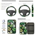 thumbnail image 3 of Jeiento Polynesia Flowers Car Seat Cover Full Set of 13 Steering Wheel Cover Seatbelt Pad Armrest Cover Cushion Coasters Key Chain for SUV Van Truck Truck Green Automobile Accessory Sets, 3 of 8