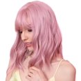 thumbnail image 4 of 14 Inch Short Curly Hair Pink Bob Ladies Wig High Quality Synthetic Wig With Bangs, 4 of 5