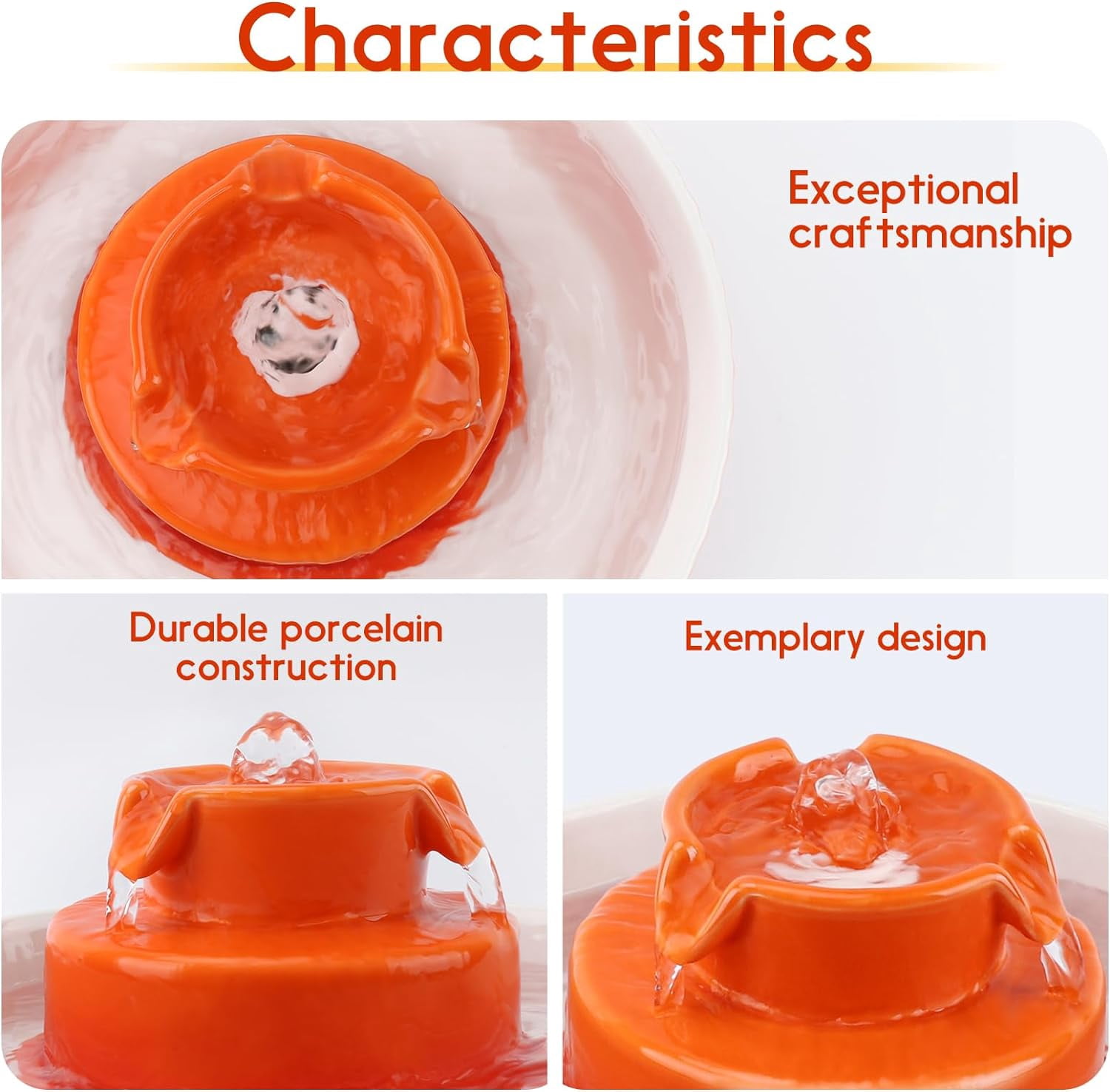 Ceramic Cat Water Fountain 2.1L with 3 Filters & 2 Pumps - Quiet Cupcake Pet Fountain for Cats Dogs