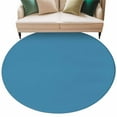 thumbnail image 2 of Wave Ride 7ft Round Rug, Farmhouse Solid Blue Color Modern Art Non-Skid Rubber Backing Large Area Rugs - Living Room Bedroom Home Office, Indoor Floor Mat Carpets Washable Rug, 2 of 9