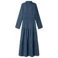 thumbnail image 4 of Women Casual Solid Denim Dress Long Sleeve Round Neck Dress Loose Dress Petite Dresses Summer Stripe Dress Womens Dresses Casual Summer Midi Length Women's Casual Casual Maxi Women Solid Tunic Dress, 4 of 4