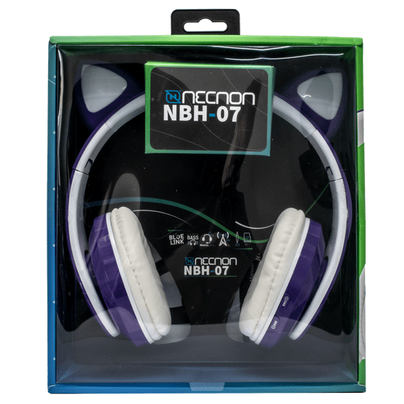 Audifonos Gamer Bluetooth Necnon Nbh-07 Oreja Gato purpura Unitalla NECNON NBH-07