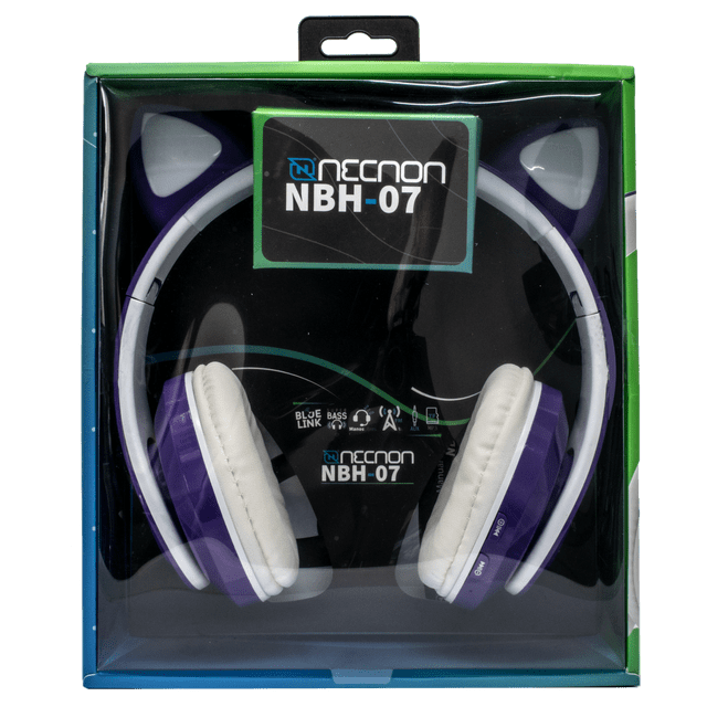 Audifonos Gamer Bluetooth Necnon Nbh-07 Oreja Gato purpura Unitalla NECNON NBH-07