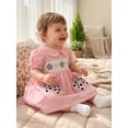 thumbnail image 5 of BemeyourBBs Toddler Baby Girl Summer Plaid Gingham Smocked Dress Baby Girls Football Dress Outfit Soccer Bow Embroidery Doll Collar Puff Short Sleeve Casual A Line Dress, 5 of 9
