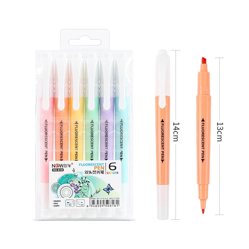 VEAREAR 6/8 Pcs Highlighters Pens Double-line Quick-drying Flower Line Dual  Tip Stable Ink Output Scrapbook Double-headed Note Taking Marker Pens  Outline Pen Stationery 