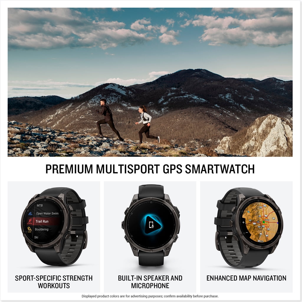GARMIN Fenix 8 GPS 47 mm Black Titanium Case with Black Watch Band