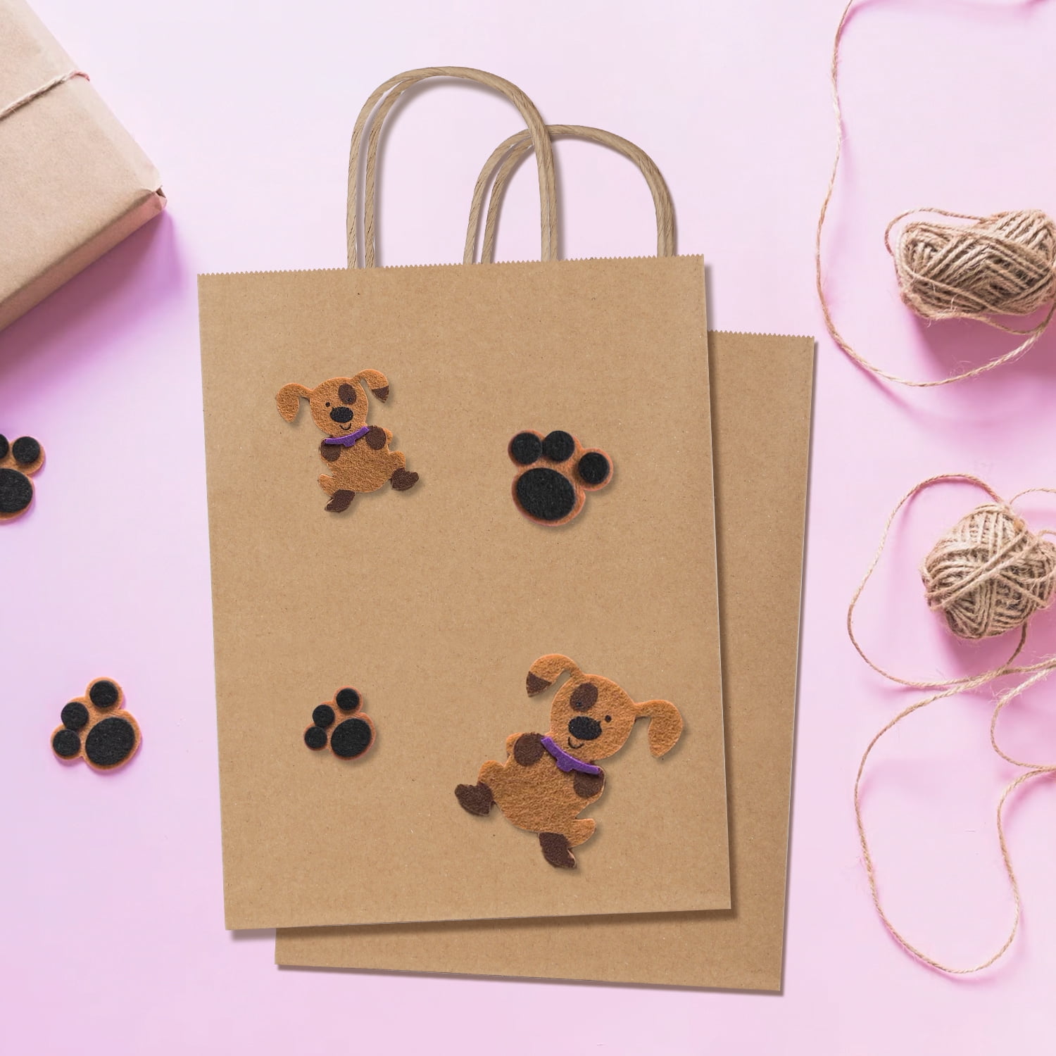 BagDream 100Pcs Brown Kraft Paper Bags with Handles, Paper Gift Shopping Bags Medium Size for Wedding, Father's Day, Baby Show and Birthday, 8"x4.25"x10.5"