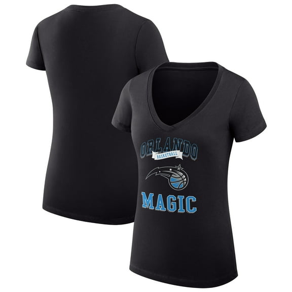 Women's G-III 4Her by Carl Banks Black Orlando Magic Super-Slim Fit Lightweight Team Logo V-Neck T-Shirt