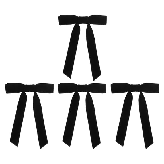 EXHUMKY 4Pcs Black Hair Bows Velvet Hair Accessories For Women Casual Hair Styling