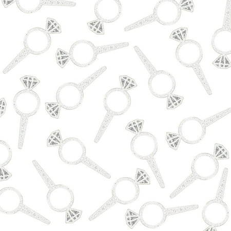 Cupcake Decorating Rings - Plastic Acrylic Clear Glitter Diamond Design Engagement Ring Cupcake Toppers Bridal Shower Wedding Decorations (24 Pack) by Super Z Outlet