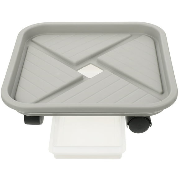 Luxshiny Plant Water Catcher Tray with Square Shape Grey Plastic 1Pcs