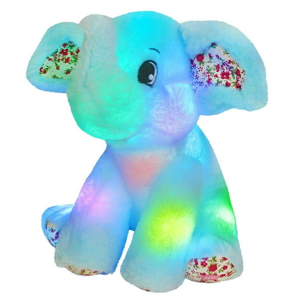 BSTAOFY Light up Elephant Soft Plush Toy Cozy Floppy LED Stuffed Animals Lullabies Nightlight Bedtime for Kids Birthday Valentines for Toddlers 12‘’