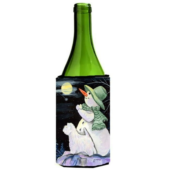 Snowman With Westie Wine bottle sleeve Hugger - 24 Oz.