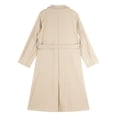 thumbnail image 4 of TTAO Womens Lapel Trench Coat Open Front Belted Long Peacoat Jacket Classic Windproof Overcoat Beige S, 4 of 7