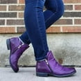 thumbnail image 3 of Oyedens Ankle Booties for Women Vintage Slouch Low Heels Wide Calf Short Boots Zip Work Combat Boots, 3 of 5