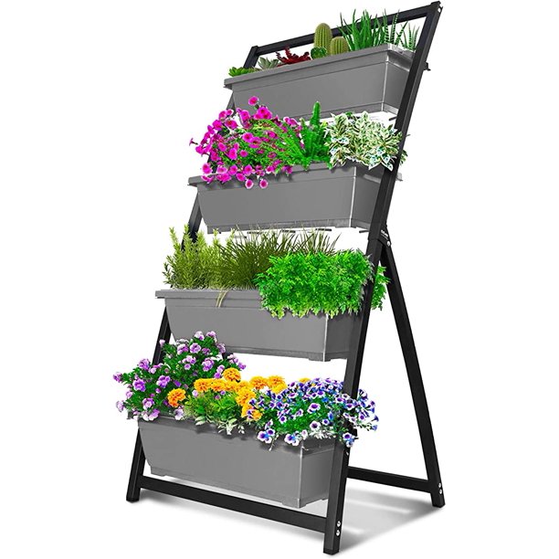 Outland Living Fernie Freestanding Vertical Garden, 4ft 4 Tier Elevated ...