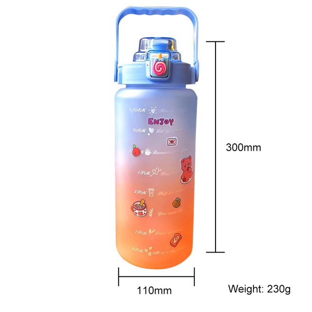 Botella de agua de gran capacidad de 2000 ml Vaso de plástico esmerilado a prueba de fugas (azul) Likrtyny Para estrenar