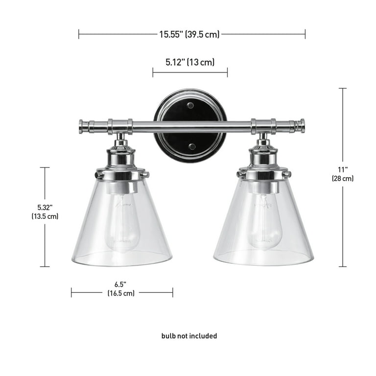 Globe Electric Parker 2 Light Chrome Vanity Light with Clear Glass Shades 51412