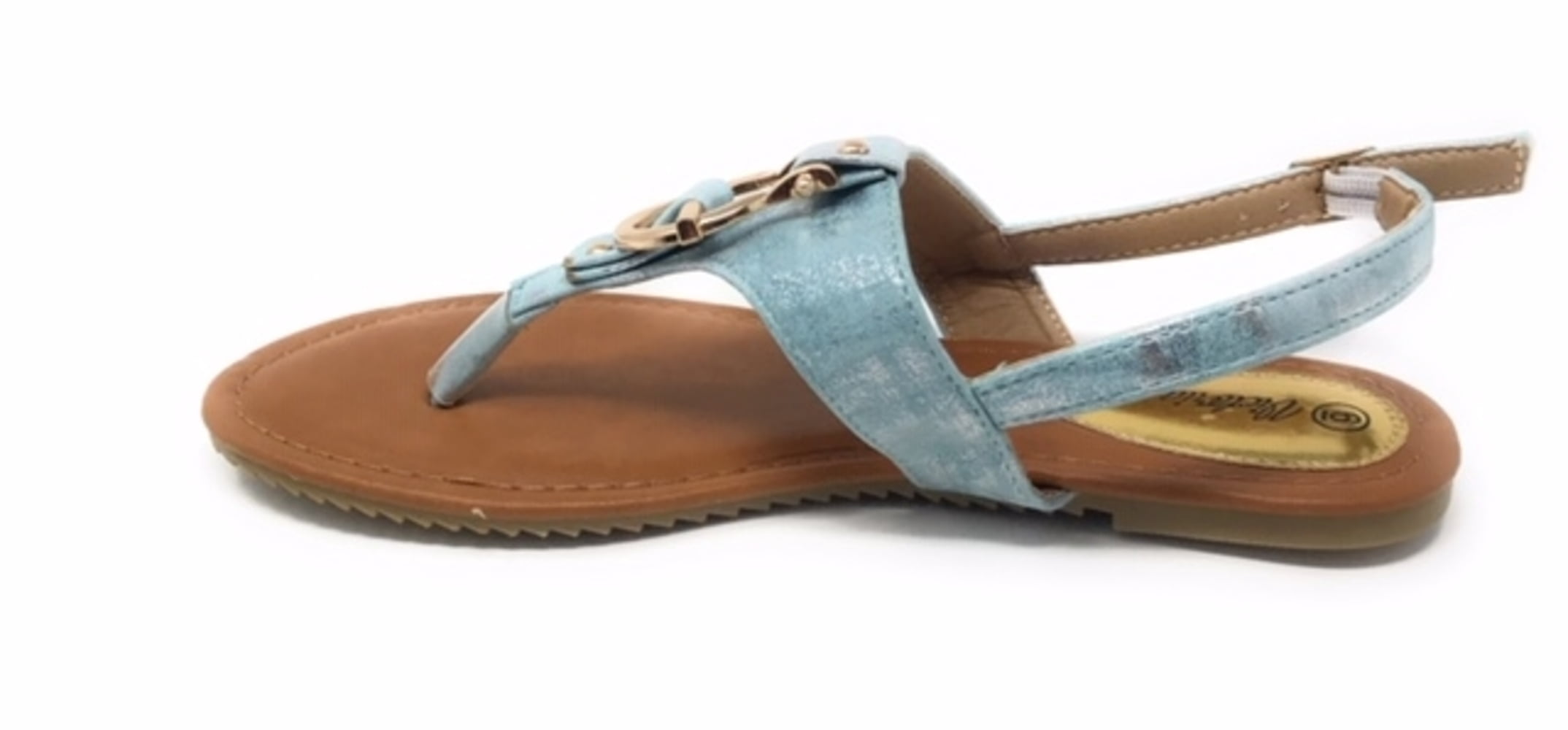 Victoria K Women's Gold Buckle Metallic Sandals