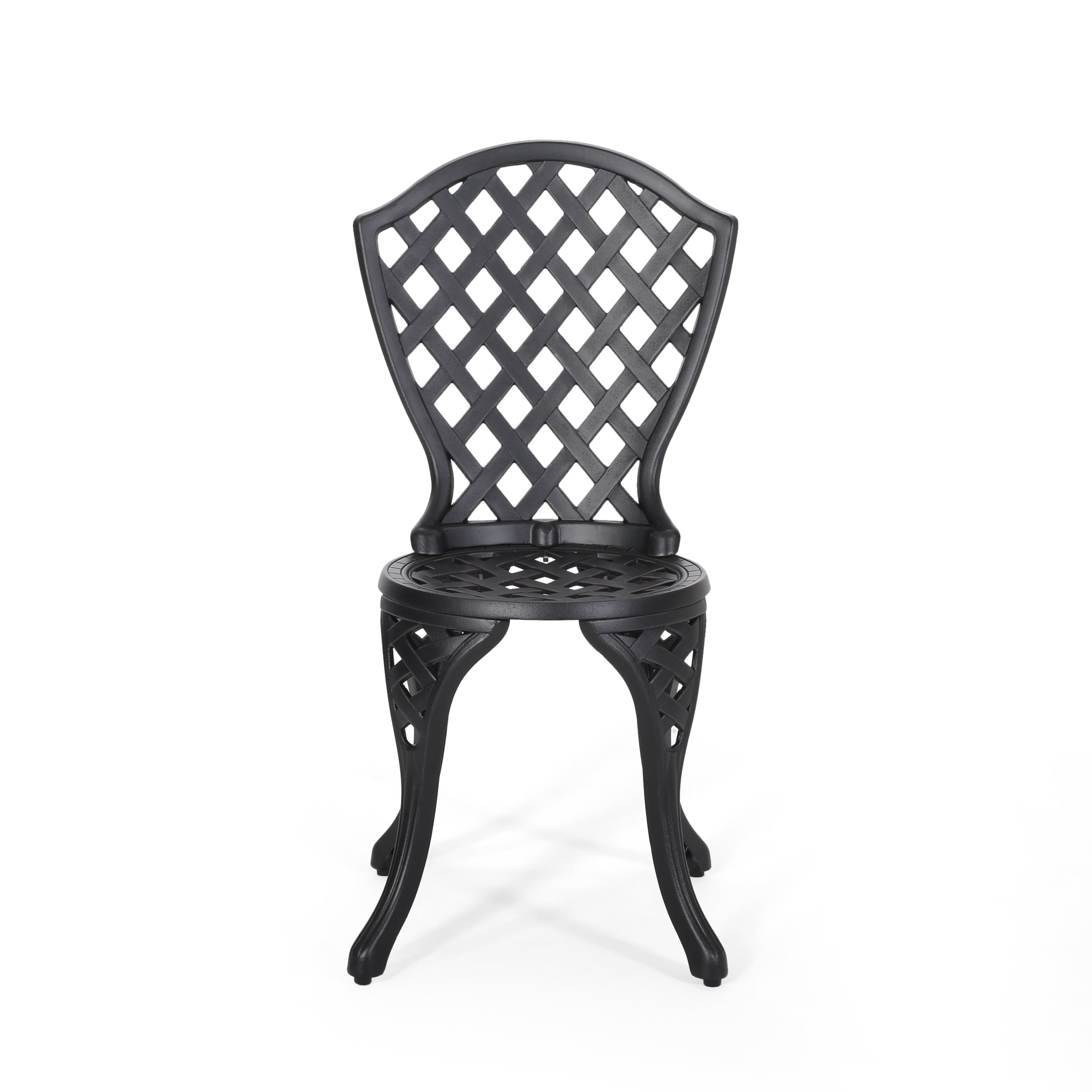 Outdoor Lattice Pattern Metal Leisure Bistro Set, Combined Table and Chairs Furniture for Patio Garden, Copper and Bronze