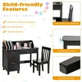 thumbnail image 6 of Kids Desk and Chair Set, Wooden Children School Desk with Hutch, Storage Drawer, Cabinets, Student Writing Desk for 3-8 Years Old, Kids Study Desk for Bedroom, Study Room (Dark Brown), 6 of 10