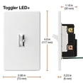 thumbnail image 2 of Lutron Electronics TGCL-153PH-LA CFL &amp; LED Toggler Dimmer  Light Almond, 2 of 12