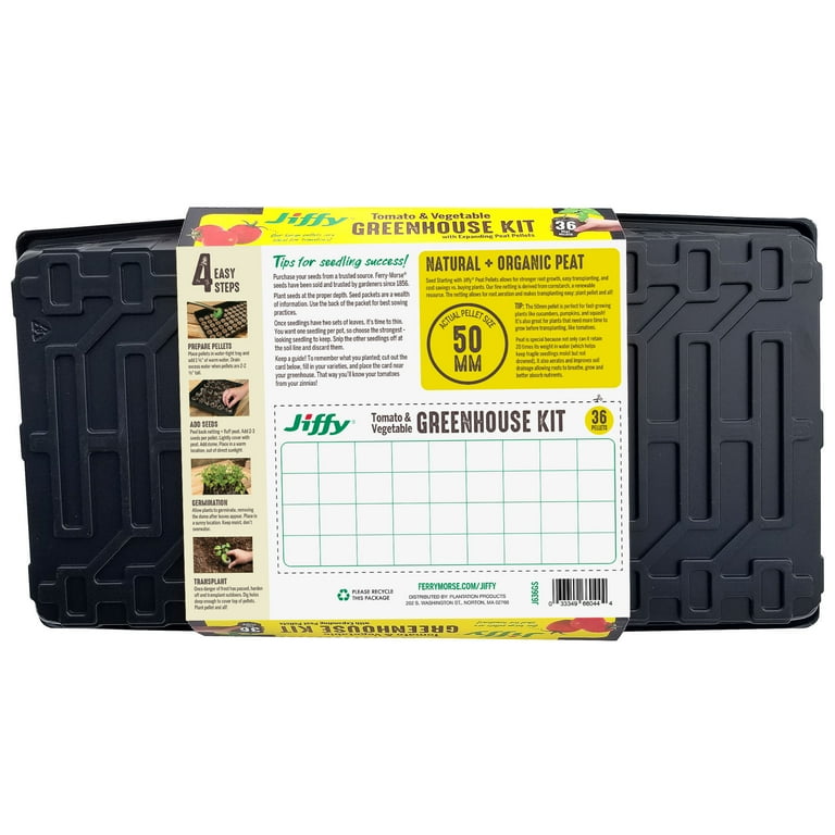 Jiffy 36 Cell Greenhouse Seed Starter Kit with 50mm Peat Pellets