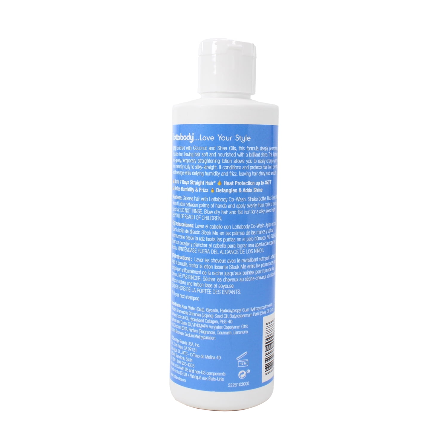 Lottabody Coconut & Shea Oils Sleek Me Blowout Lotion, 8 Oz.,Pack of 3