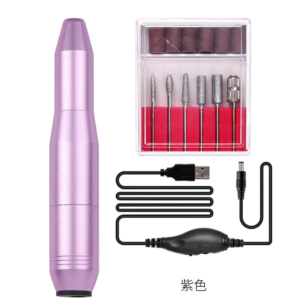 20,000 RPM Professional Electric Nail Drill Set – Nail Art Polisher & Gel-Polish Remover Kit with 6 Bits, Portable Grinder for Home & Salon Manicure/Pedicure