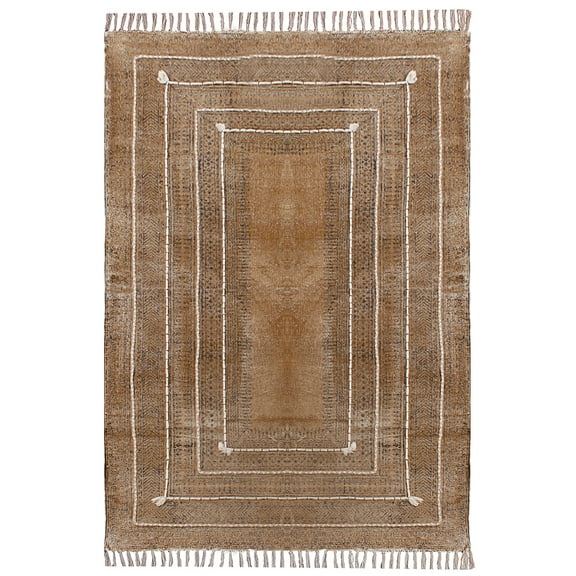 Casavani Handmade Pure Cotton Carpet Flat Weave Kilim Brown Area Rug 2x3 feet