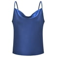 thumbnail image 4 of Anyfit Wear Women's Spaghetti Straps V Neck Satin Camisole Sleeveless Soft Tank Tops Solid Color Navy Medium, 4 of 6
