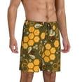 thumbnail image 2 of Bixox Men's Bees and Honeycombs printed lightweight casual shorts, soft sleep shorts with pockets., 2 of 7