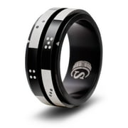 CritSuccess 2d6pips Dice Ring with Double 6 sided Die Spinner with Pips (Size 10 - Stainless Steel - Black)