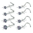 thumbnail image 2 of ZS 8Pcs/Set 20G Stainless Steel Crystal Nose Stud Piercing L Shaped/Nose Screws Rings Set, 2 of 4