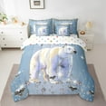 thumbnail image 2 of Polar Bear Comforter Set 7 Piece Bed in a Bag Twin,White Sequin Fluid Art Comforter and Sheet Set,Crystal Diamond Bedding Set,Polar Animals Bed Set Coastal Creature Room Decor, 2 of 5