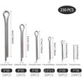 thumbnail image 2 of 230Pcs Stainless Steel Split Pins M1 M2 M2.5 M3 M4 M5 Retaining Pin Assortment Kit with Storage Box, 2 of 5