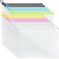 TRAHOO14 Pack Clear Plastic Zip Envelopes A4 Zipper Document Folder