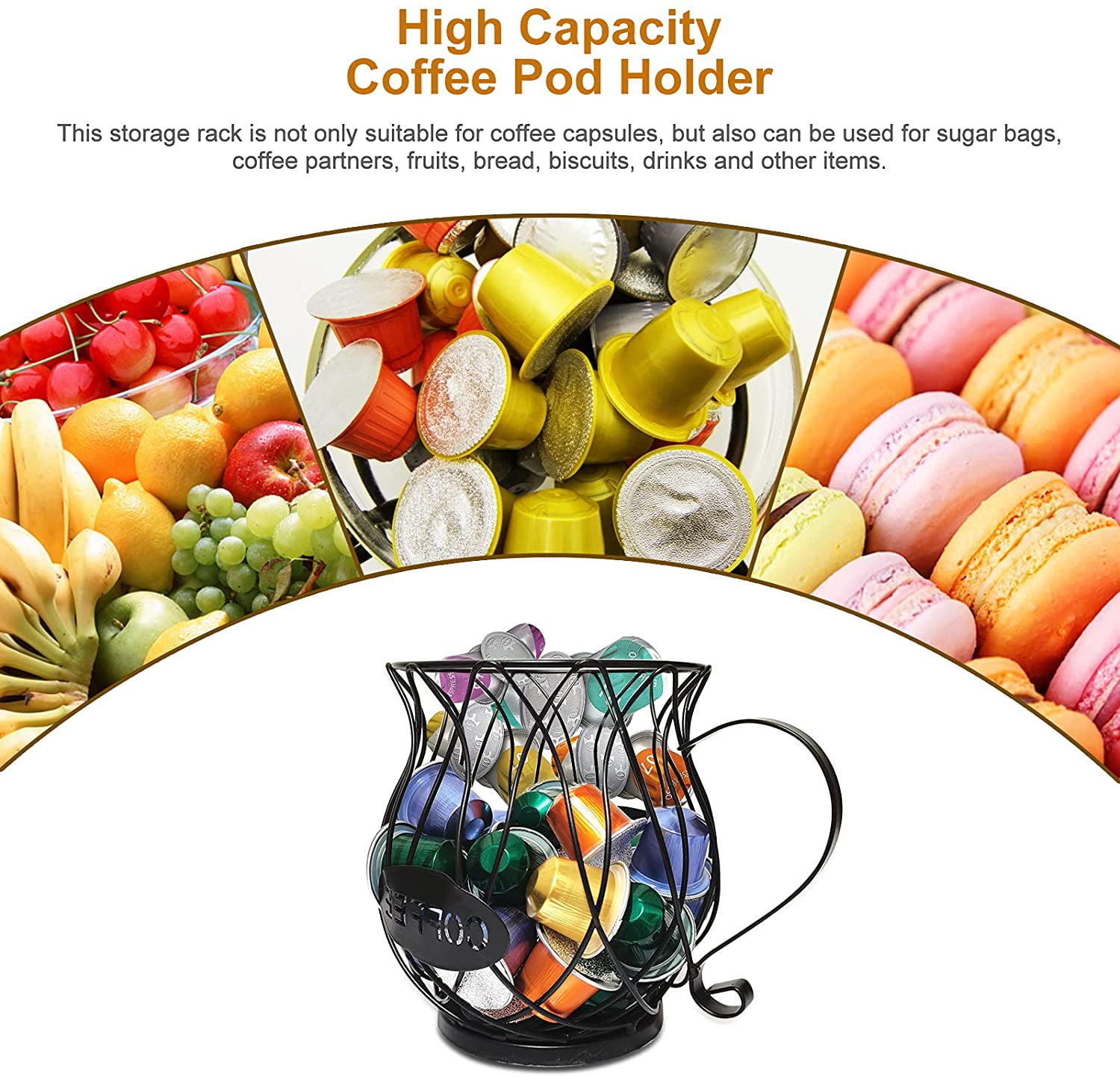 Coffee Creamer Container Metal Coffee Holder for Counter Coffee Pod Storage Holder Organizer Cup Holder Mug Shape Coffee Pod Holders Espresso Storage Basket Coffee Gold,size:Teacup