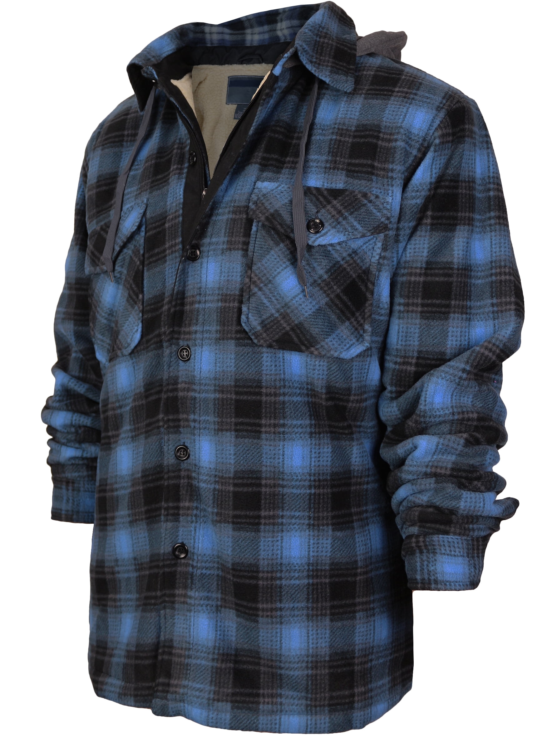 VKWEAR Men's Heavyweight Flannel Zip Up Fleece Lined Plaid Sherpa