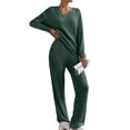 thumbnail image 1 of Conjunto de pijama SHEWIN para mujer, manga larga, punto acanalado, color verde S, 1 of 7