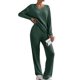 thumbnail image 1 of Conjunto de pijama SHEWIN para mujer, manga larga, punto acanalado, color verde S, 1 of 7
