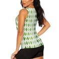 thumbnail image 3 of Gukieu Light green argyle Print Women's Quick-drying Fitness Vest, Round Neck Sleeveless Fitness T-shirt, Suitable for Yoga, Sports-Large, 3 of 7