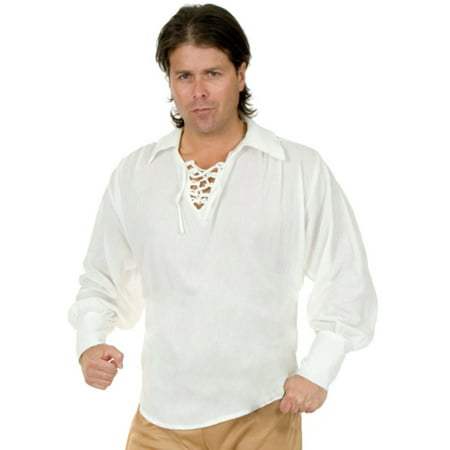 Adult Unisex Pirate Or Colonial White Lace Up Costume Shirt