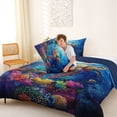 thumbnail image 4 of Manfei Oil Painting Underwater Sea Turtle Full Size Comforter Sets for Kids Boys and Girls, Rainbow Coral Bedding Sets, Navy Reversible 3pcs, 1 Comforter and 2 Pillowcases, 4 of 6